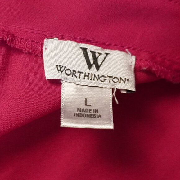 Worthington Size L Red Pleat Neck Women Sleeveless Camisole Blouse Top - Picture 2 of 2